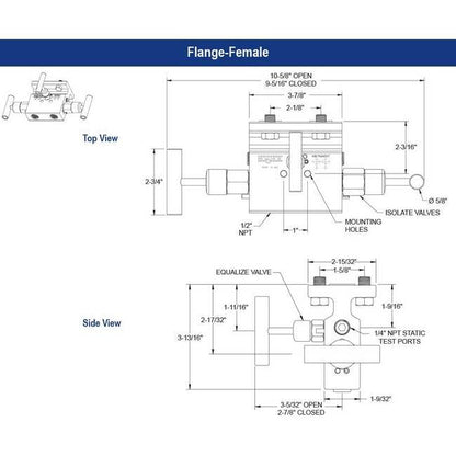 NOSHOK 3510 Series Stainless Steel Soft Seat 3-Manifold Valve - Image 2