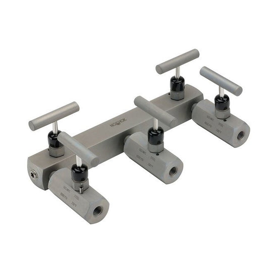 NOSHOK 316 Stainless Steel Soft Seat 5-Valve Chart Recorder Manifold, 1/4" NPT Female-Female - Image 1
