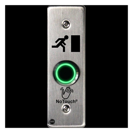 NoTouch® Slim/Mullion Mount, Door Symbol Stainless Steel Infrared (IR) Pushbutton Switch - Image 1