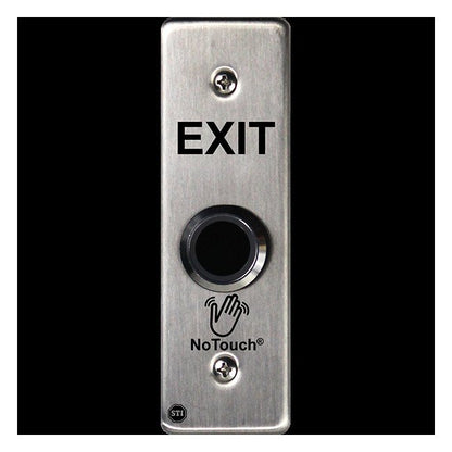 NoTouch® Slim/Mullion Mount, Black Box, Exit Stainless Steel Infrared (IR) Pushbutton Switch - Image 2