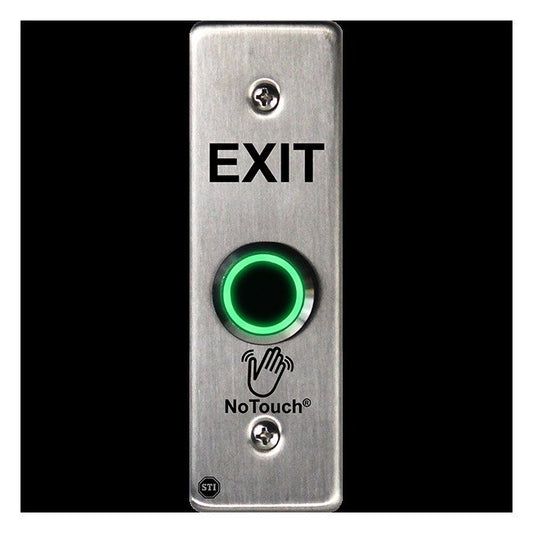 NoTouch® Slim/Mullion Mount, Black Box, Exit Stainless Steel Infrared (IR) Pushbutton Switch - Image 1
