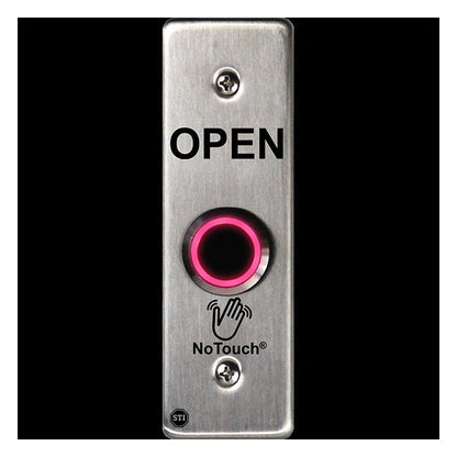 NoTouch® Slim/Mullion Mount, Black Box, Open Stainless Steel Infrared (IR) Pushbutton Switch - Image 3
