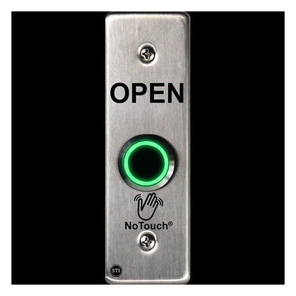 NoTouch® Slim/Mullion Mount, Black Box, Open Stainless Steel Infrared (IR) Pushbutton Switch - Image 1