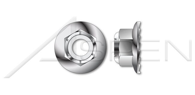 A4 Stainless Steel DIN 6926 Metric Hex Nylon Insert Flange Stop Lock Nut with Serrations - Image 1