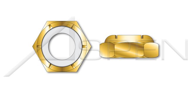 NTM and NTE Thin Series Hex Nylon Insert Stop UNC Coarse Thread Steel Yellow Zinc Lock Nut - Image 1