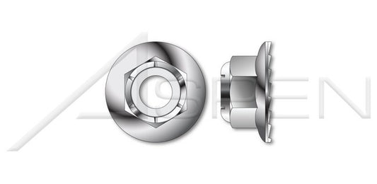 A2 Stainless Steel DIN 6926 Metric Hex Nylon Insert Flange Stop Lock Nut with Serrations - Image 1