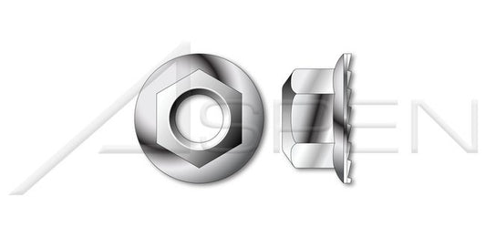 All Metal Prevailing Torque Conical Automation Style Flanged with Locking Serrations AISI 304 Stainless Steel (18-8) Lock Nut - Image 1
