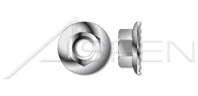 AISI 316 Stainless Steel Hex Flange Nut with Serrations - Image 1