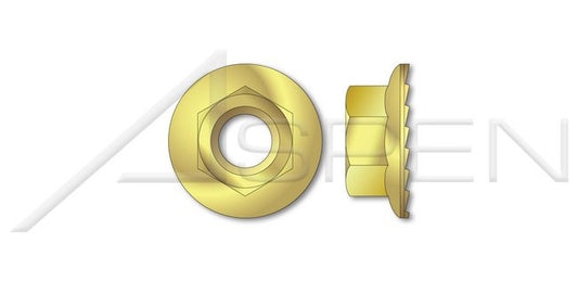 Brass Hex Flange Nut with Serrations - Image 1