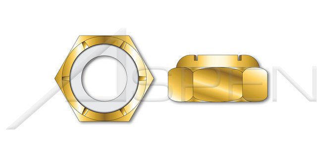 NTU Heavy Thin Series Hex Nylon Insert Stop Steel Yellow Zinc Lock Nut - Image 1
