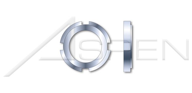 Slotted Drive Steel Zinc Plated DIN 1805 Metric Shaft Ring Nut with Nylon Insert - Image 1