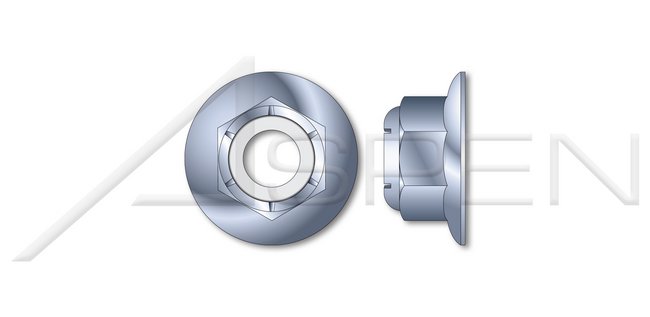 Steel Zinc Plated Hex Nylon Insert Flange Stop Lock Nut - Image 1
