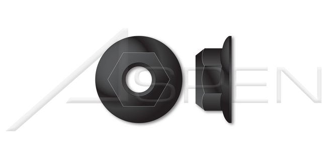 All Metal Prevailing Torque Conical Automation Style Flanged Grade G Stover Alternative Medium Carbon Steel Phosphate Coated and Oiled Black Lock Nut - Image 1
