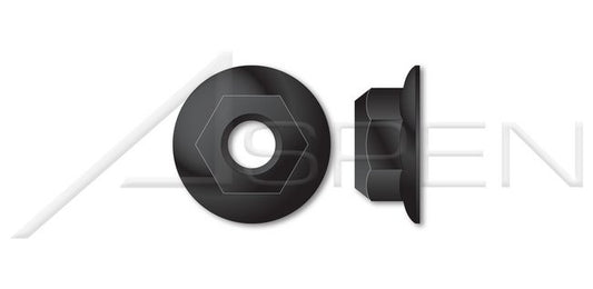 All Metal Prevailing Torque Conical Automation Style Flanged Grade G Stover Alternative Medium Carbon Steel Phosphate Coated and Oiled Black Lock Nut - Image 1
