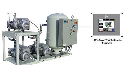 52 Inch (in) Width (B) and 75 Inch (in) Height (C) Vertical Tank Mounted Simplex Oil-Sealed Rotary Vane Medical Vacuum System - Image 1