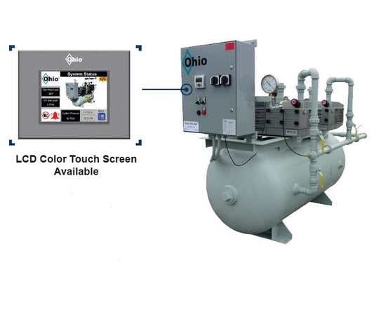 7.5 Horsepower (hp) Power (Each Pump) and 42 Inch (in) Width Horizontal Tank Mounted Duplex Oil-Less Rotary Vane Vacuum System - Image 1