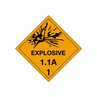 D.O.T. Hazard Labels - Explosive 1.1A-1, 4" x 4" - Image 1