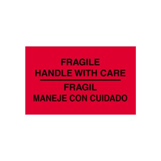 Fragile Handle With Care Labels, 3" x 5" - Image 1