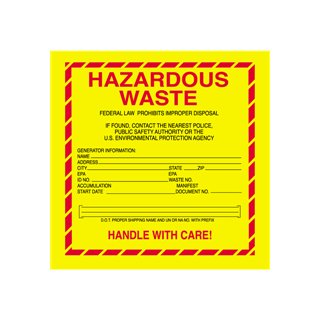 6x6 Hazardous Waste Labels - New Jersey Compliance - Image 1