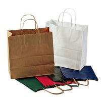 10 Inch Width Reusable Paper Material Handling Bag with Strong Handles, Pack of 250, White