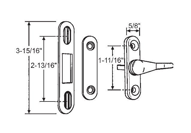 Silver Finish Patio Door Latch - Image 1