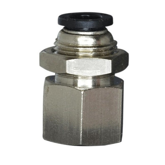 PBFC Series 1/4 x 3/16 Inch (in) Size Female National Pipe Thread (FNPT) Bulkhead Union Fitting - Image 1