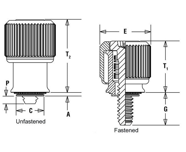 Yellow Knurled Large Knob Spring-Loaded Screw - Metric - Image 2