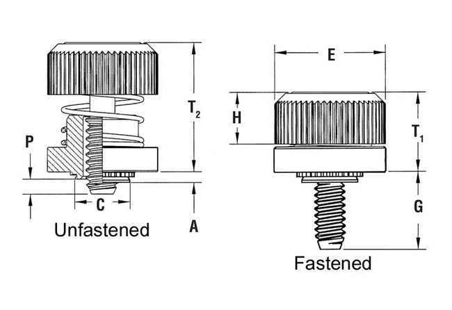 Unified PF50/PF60 Low Profile Captive Panel Screw with Spring-loaded Knob - Image 2