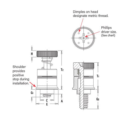 Metric Captive Panel Screw PF7MF - Spring-loaded Flare Mount - Image 2