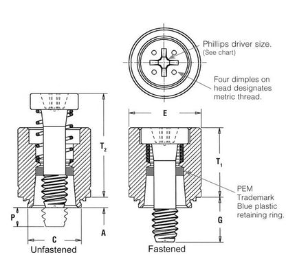 PEM Captive Panel Screw-Tool, Non-Flush, Spring-Loaded PFC4 - Metric - Image 2