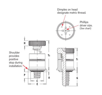 PF7M Captive Panel Screw - Self-Clinching, Spring-loaded Head - Image 2
