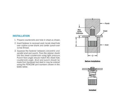 PENCOM CNC 8-32 Flare-In Narrow Panel Fastener - Image 5