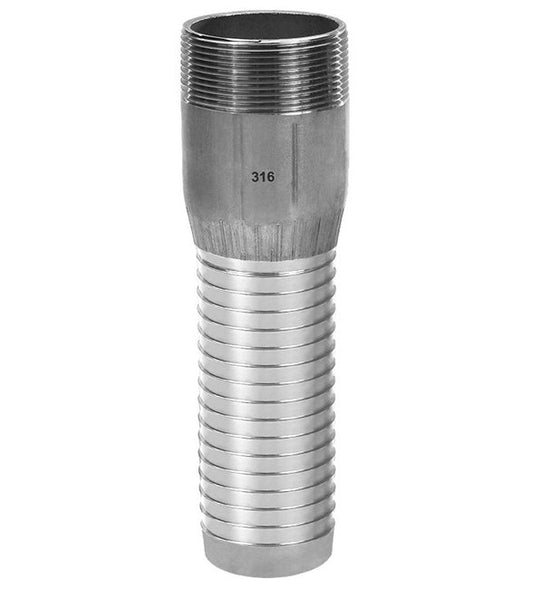 1 1/2" 316 Stainless Steel Long Shank Combination Nipple - Image 1