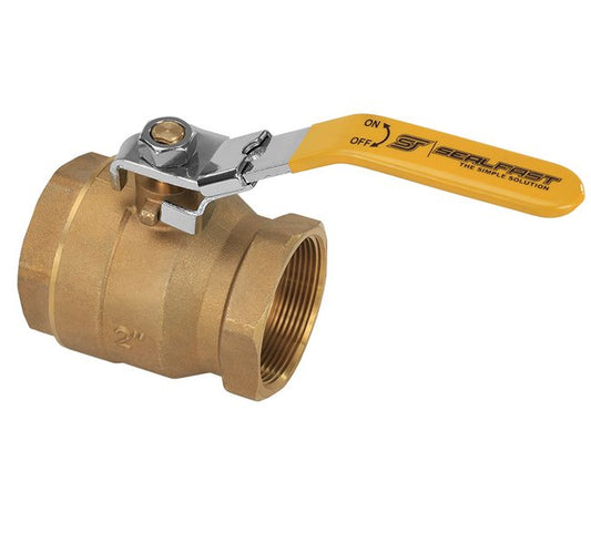 Seal Fast 1.5 in Brass Full Bore Ball Valve with Locking Handle - Image 1