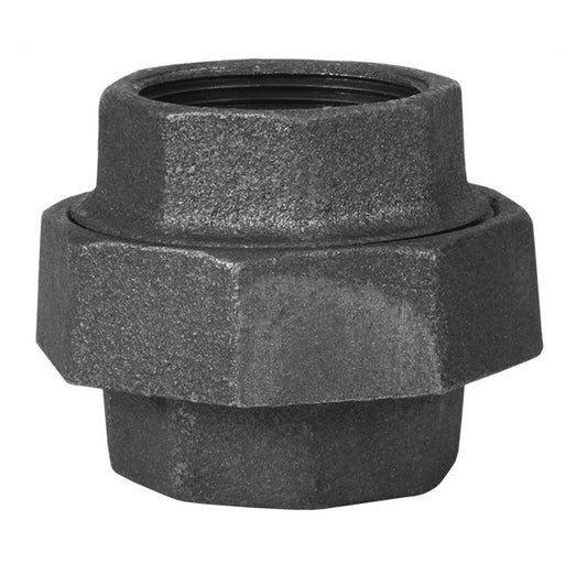 1 1/2 Inch BMI Black Malleable Iron Threaded Union - Image 1