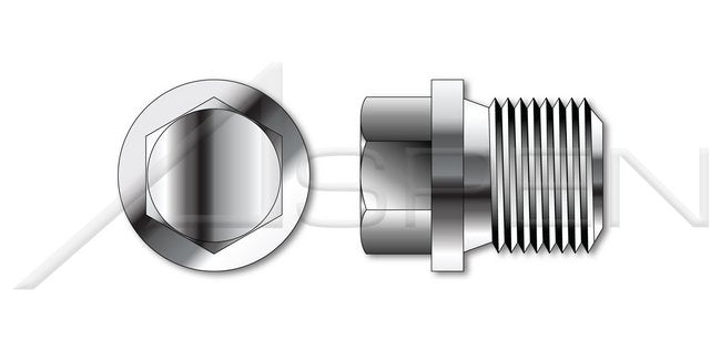 A4 Stainless Steel Straight Thread External Hex Drive Pipe Plug - Image 1