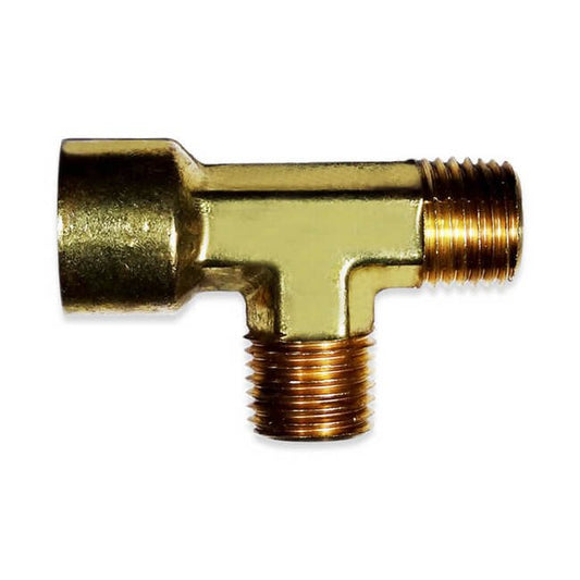 1/4 Inch (in) FeInch (in) Male National Pipe Thread (FNPT) Inlet 1/4 Inch (in) Male National Pipe Thread (MNPT) Forged Tee - Image 1