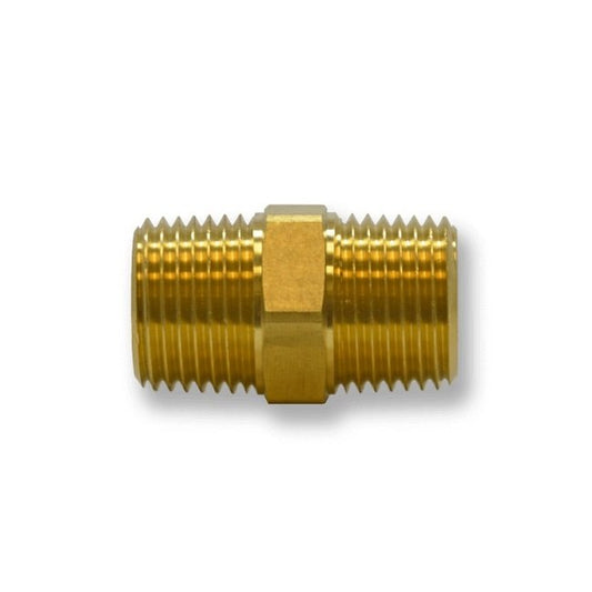 1/2" Brass MNPT Hex Nipple Fitting - BHN Series - Image 1
