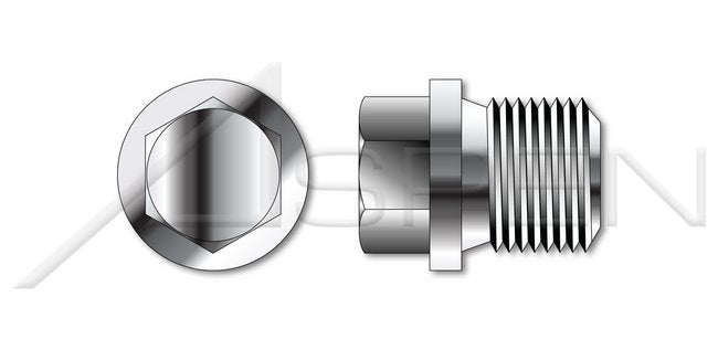 A2 Stainless Steel Straight Thread External Hex Head Drive Pipe Plug - Image 1