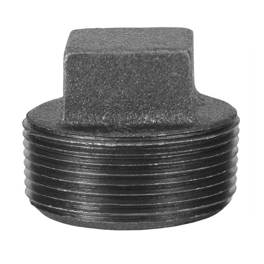 Square Head Black Malleable Iron Threaded Plug 1 1/4 in - Image 1