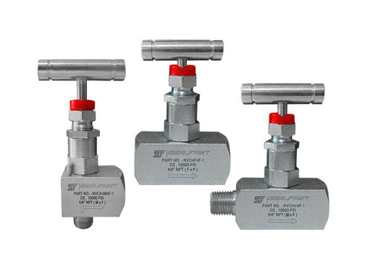 1/2in Carbon Steel 10000 PSI Needle Valve, M x F Angle Style - Image 1