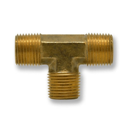 3/8 Inch (in) Male National Pipe Thread (MNPT) Brass Forged Tee Connector - Image 1