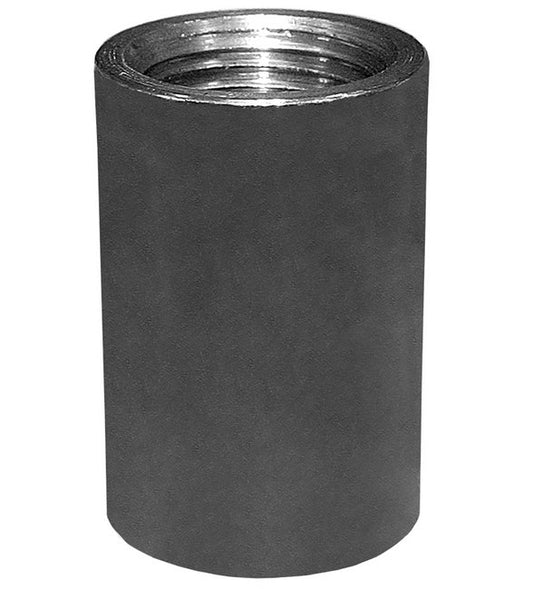 1-1/4 Inch Black Steel Merchant Coupling, NPSM Thread - Image 1