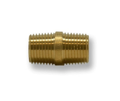 Brass Close Nipple Fitting, 1/8 inch MNPT Male Thread - Image 1