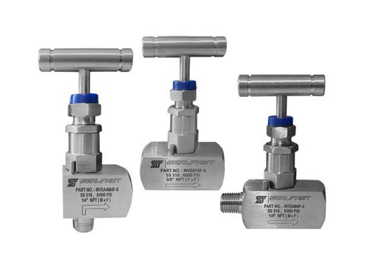316 Stainless Steel 3/8 in 6000 PSI Full Size Needle Valve, F x F Style - Image 1