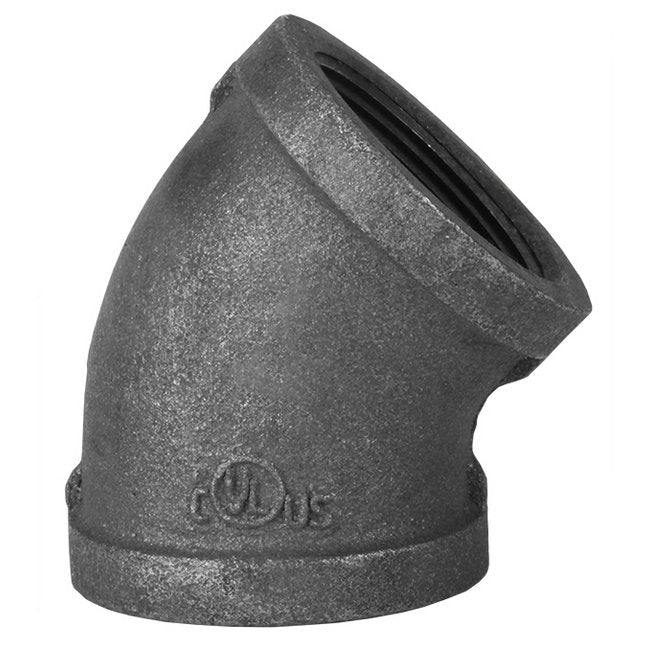 BMI 1/4" 45 Degree Black Malleable Iron Threaded Elbow - Image 1