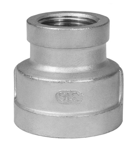 304 Stainless Steel Threaded Reducing Coupling, 1 x 3/4 in - Image 1