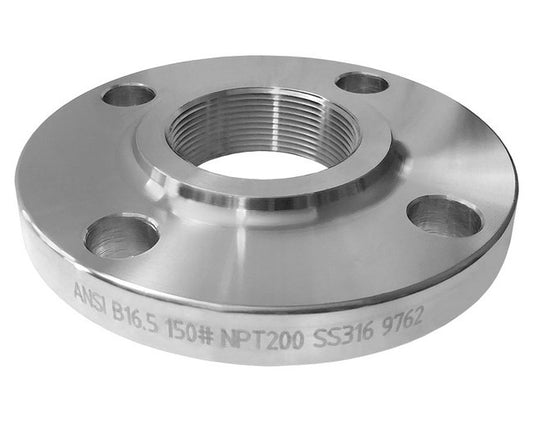 3" Pipe Size 316 Stainless Steel NPT Threaded Raised Face Flange - Image 1