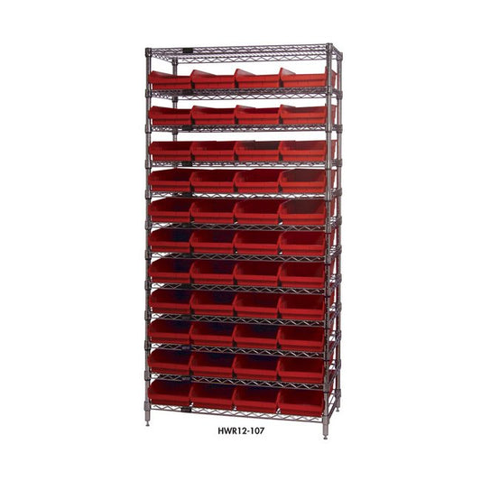 Ivory Chrome Wire Shelving Unit with Shelf Bins - 11-5/8" Bin Length - Image 1
