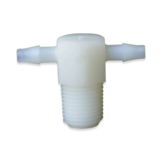 Nylon Threaded Tee Adapter Fitting - 1/8 inch MNPT, 1/8 inch Barb - Image 1